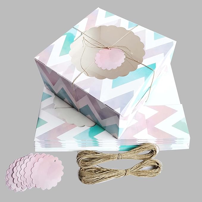 Pink & Blue Cake Box with Window, Pack of 10