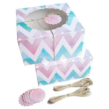 Pink & Blue Cake Box with Window, Pack of 10