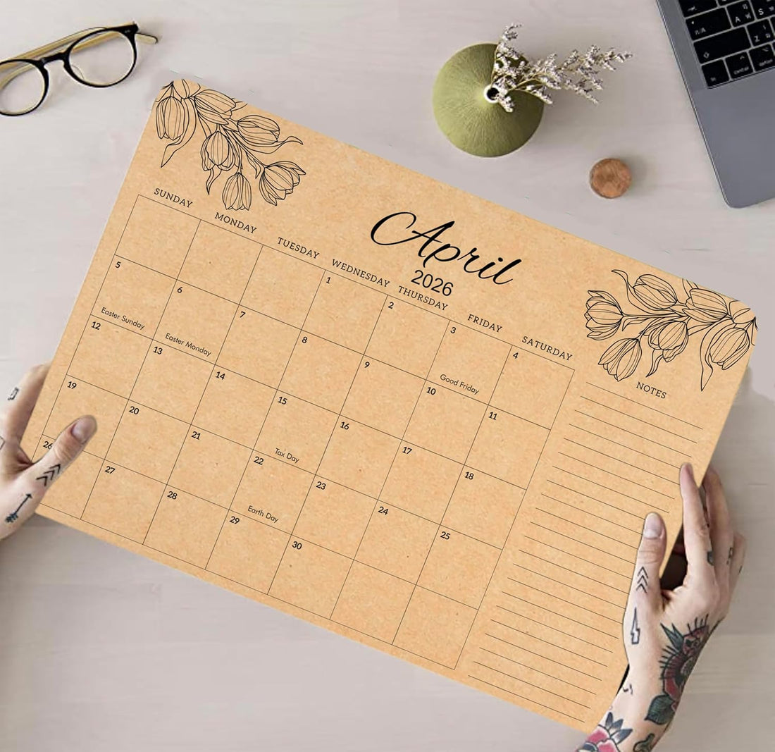 Kraft Desk Calendar July 2025-Dec 2026