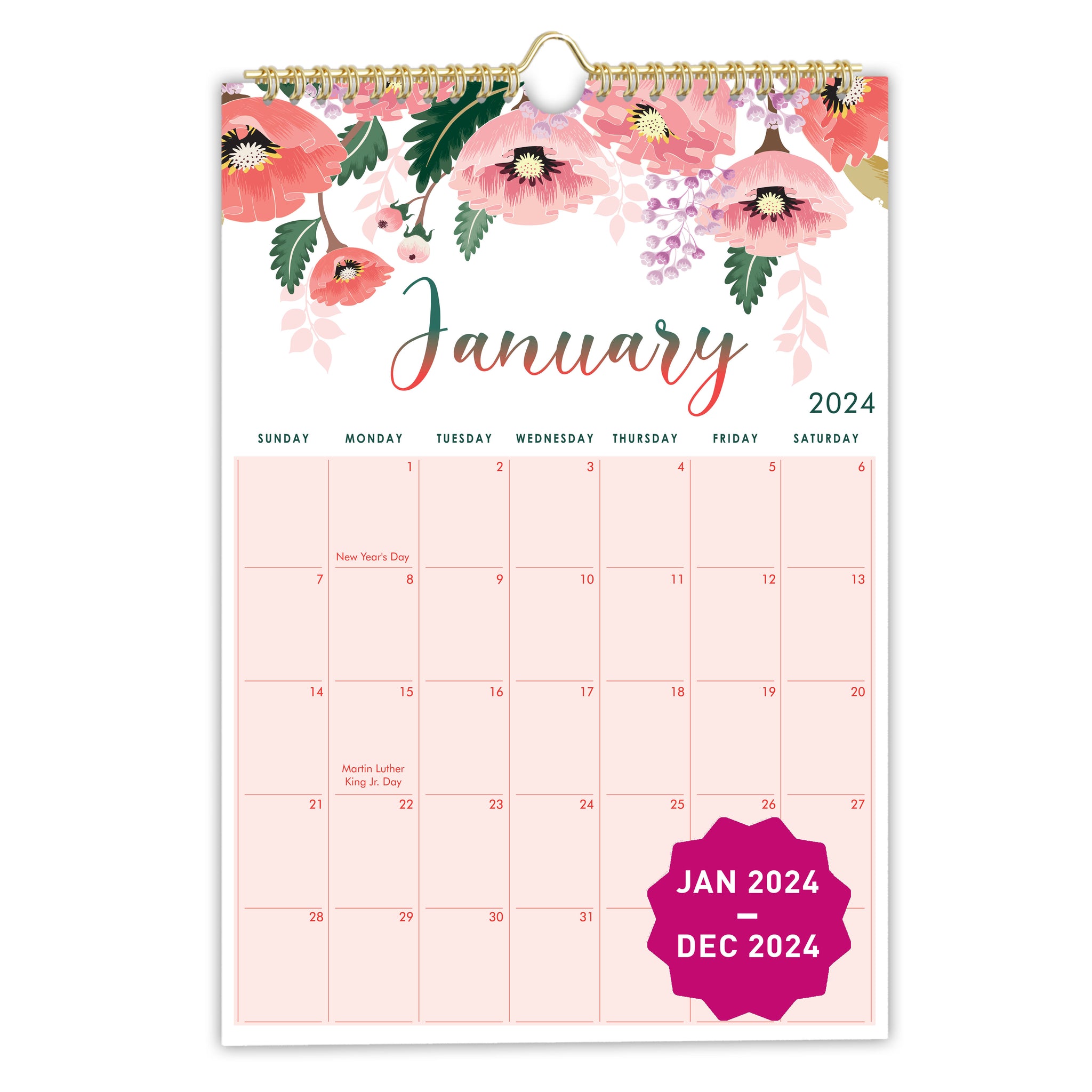 Floral Wall Calendar 2024