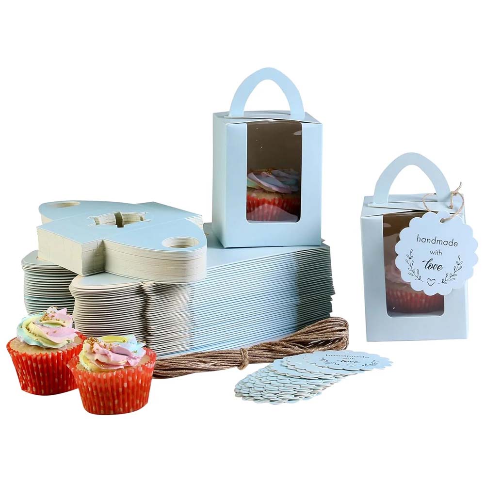 Blue Cupcake Box for 1, Pack of 25/50