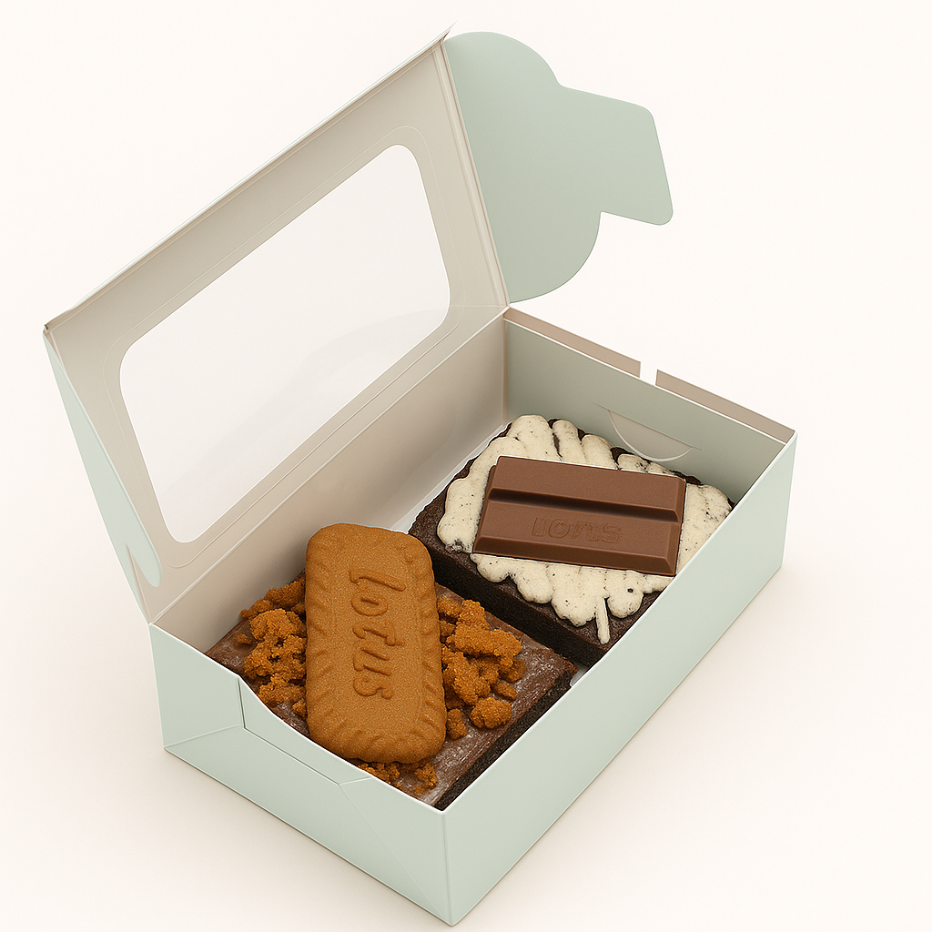 Green Color Bakery Box with Window, Pack of 20 for 2 Brownies