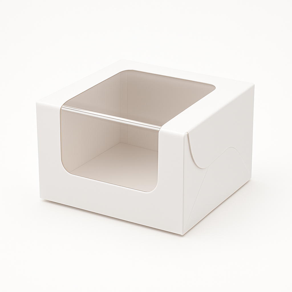 White Bakery Box with Window, Pack of 20, for Brownie, Donut, Ladoos, Chocolates, Macarons, Size 3.25x3.25x2 inches