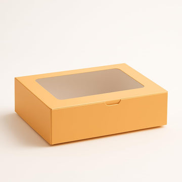 Peach Bakery Box with Window – 6 Brownie Box