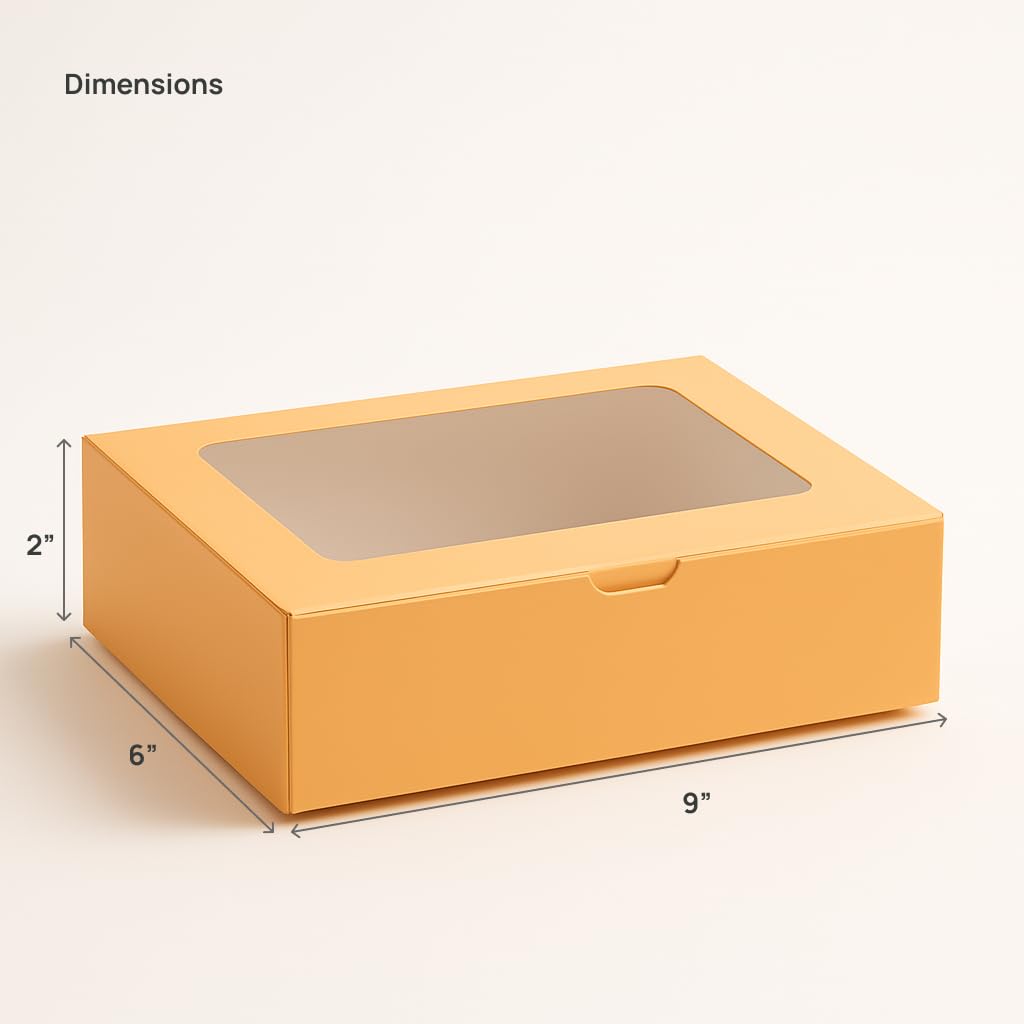 Peach Bakery Box with Window – 6 Brownie Box