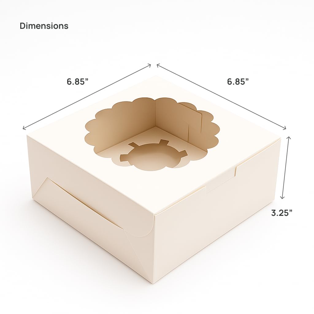 White Cupcake Box For 4, Pack of 10/20
