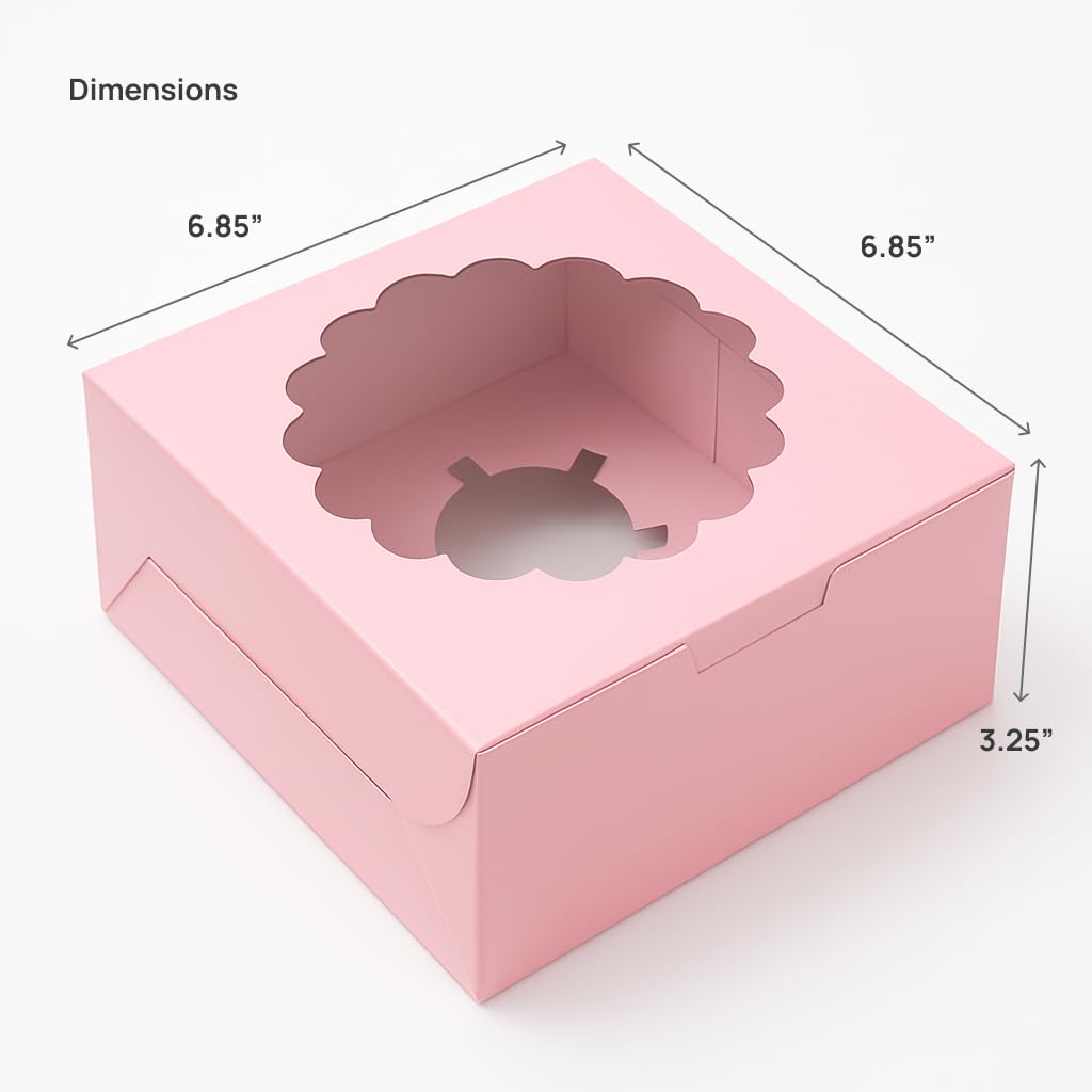 Pink Cupcake Box For 4, Pack of 10/20