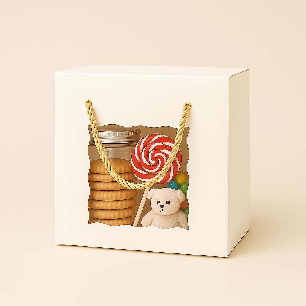 White Hamper Gift Boxes with Handles