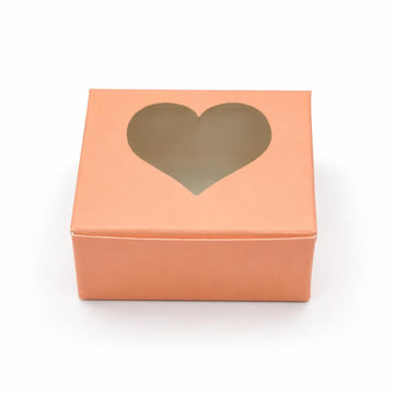Peach Single Chocolate Gift Box with Heart Window