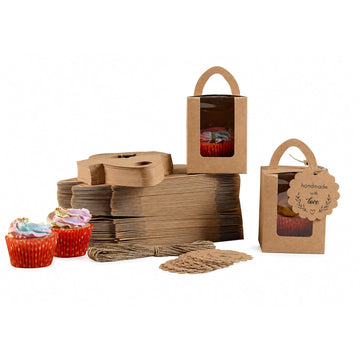 Kraft Single Cupcake Boxes, Pack of 50