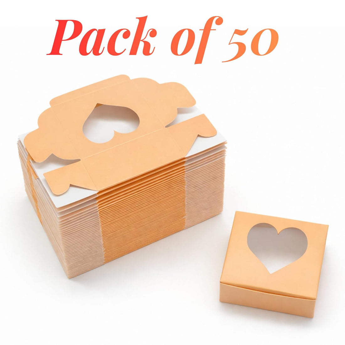 Peach Single Chocolate Gift Box with Heart Window