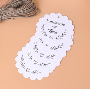 Scalloped Shaped White Paper Tags, Handmade Gift Tags 3” Round Labels with Jute Twine, Perfect for Arts and Crafts, DIY, Wedding Party Favor - (Pack of 200)