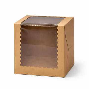 Kraft Tall Cake Boxes with Window, Pack of 5
