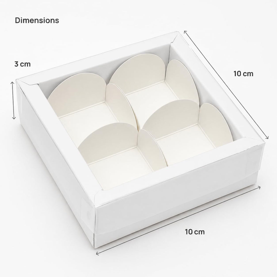 White Color Chocolate Gift Boxes with 4 Cavity, pack of 20