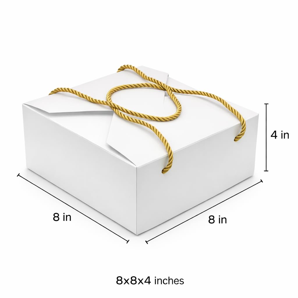 White Gift Box Bags with Handle, Pack of 10