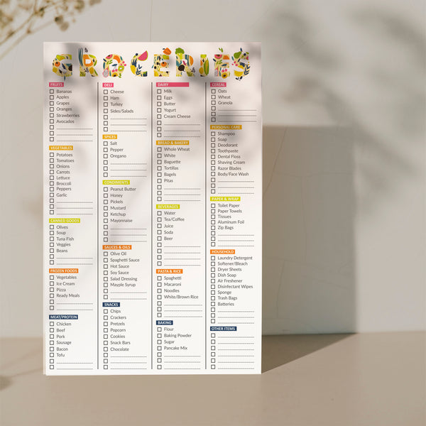 Grocery Shopping List Magnetic Pad